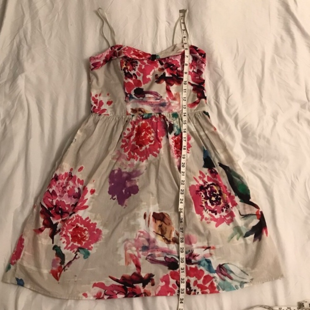 Watercolor Floral Sundress, Cream Pink and Purple, size Medium - Picture 13 of 16